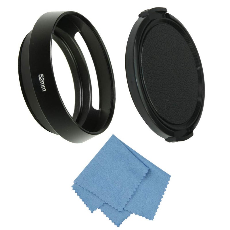 SIOTI 52mm Lens Hood, Oxidation Matte Anti Reflective Treatment, Aluminum Alloy, with 1 * 58mm Lens Cap, Compatible with Sony/Canon/Nikon/Fuji etc >40mm Camera Lens - Image 1